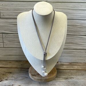 Dyadema Sterling Silver Glass Pearl Lariat Necklace